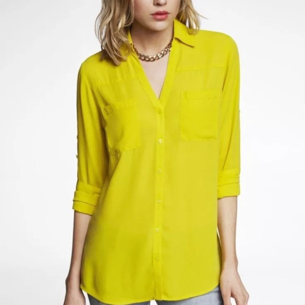 Express Yellow-Green Portofino Button Down Shirt